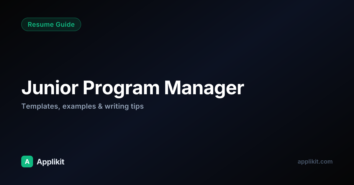 Junior Program Manager Resume Checklist | Applikit